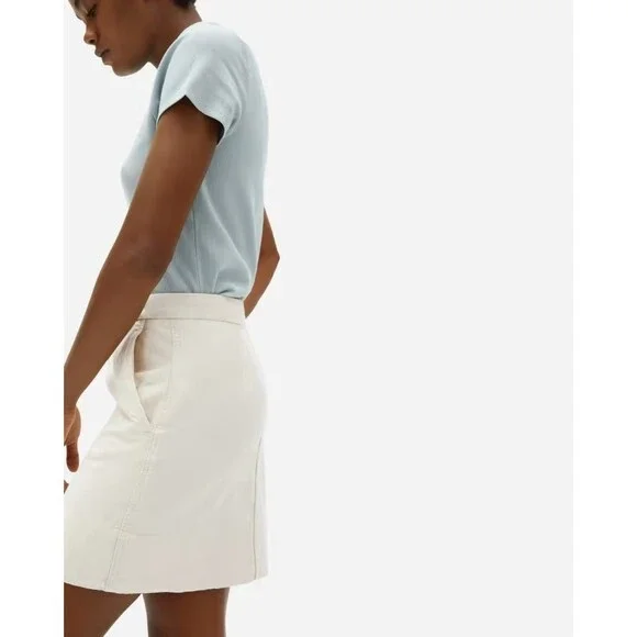 NEW! Everlane The Canvas Skirt Off White Cream Bone Classic Preppy Mini Skirt 6 - Picture 3 of 9